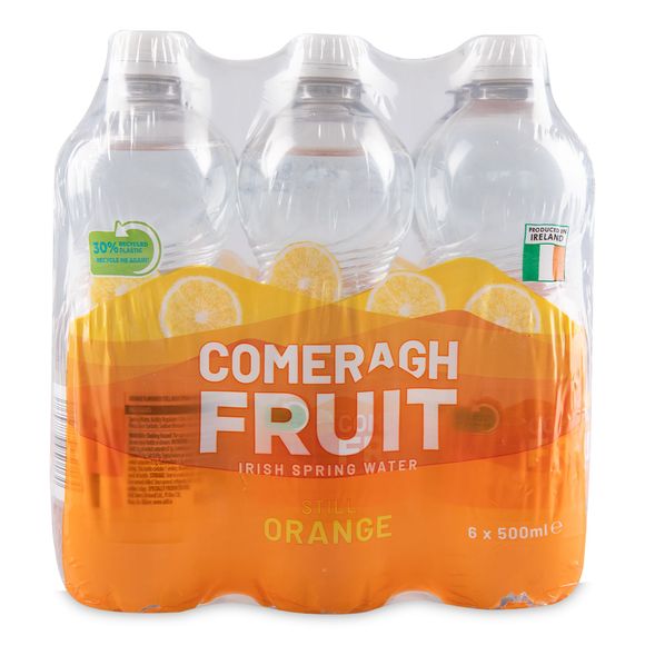 Orange Flavoured Irish Still Spring Water 6x500ml Comeragh